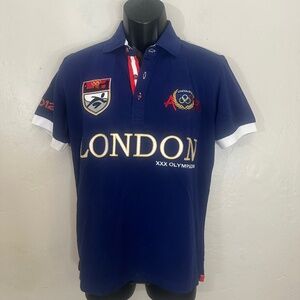 London 2012 Olympics Embroidered Polo 20" armpit to armpit Gently worn Cotton